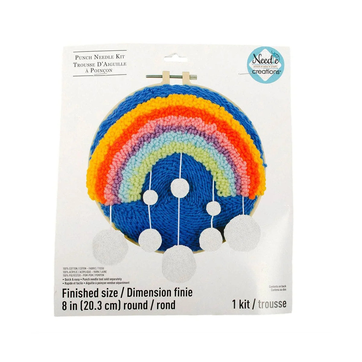 Punch Needle Kit 8" Hoop - Rainbow